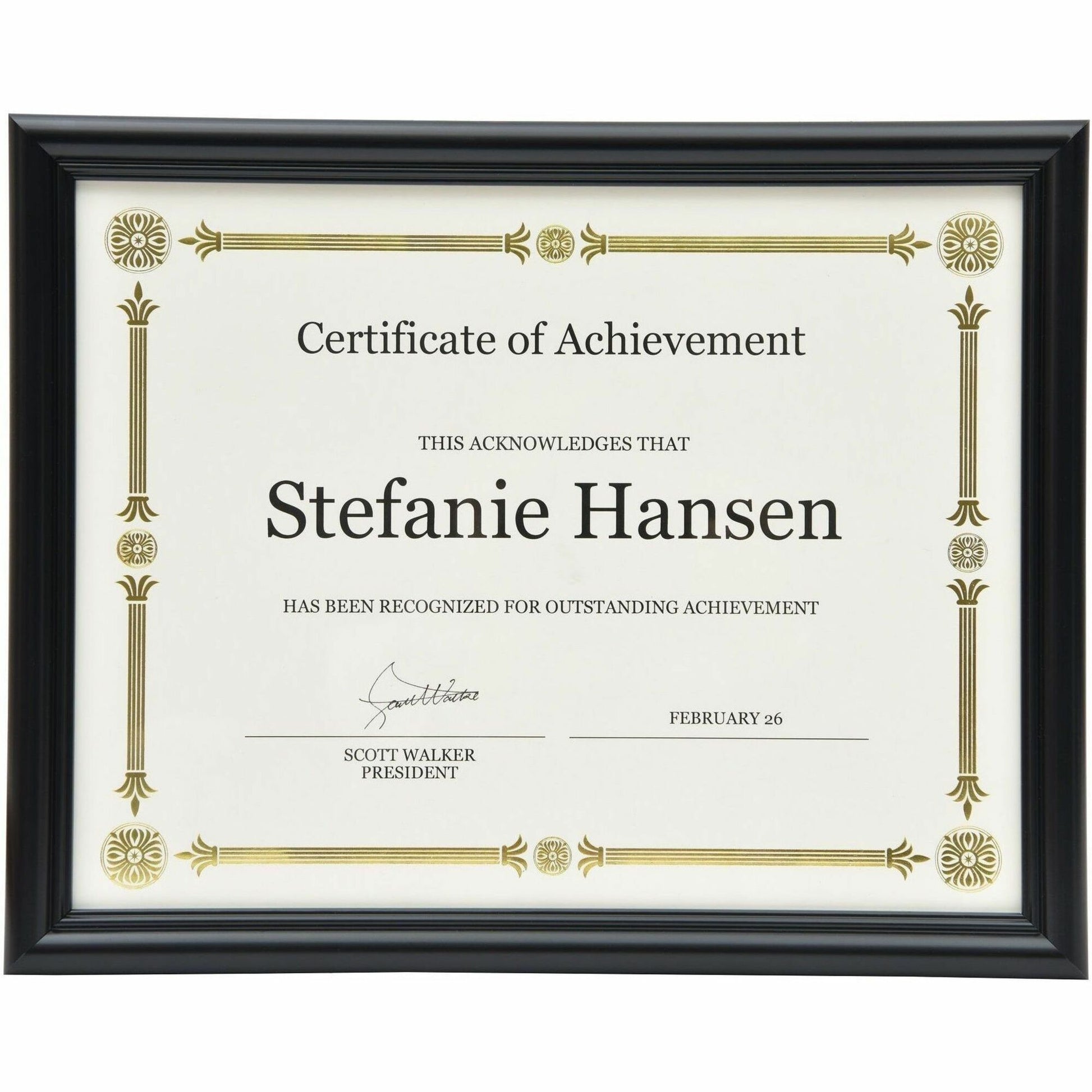 St. James&reg; Certificate/Diploma/Document Frame, 8.5x11" , Milano Glossy Black, 83904