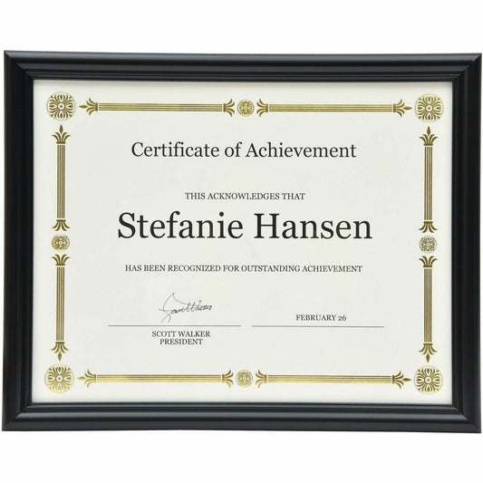 St. James&reg; Certificate/Diploma/Document Frame, 8.5x11" , Milano Glossy Black, 83904