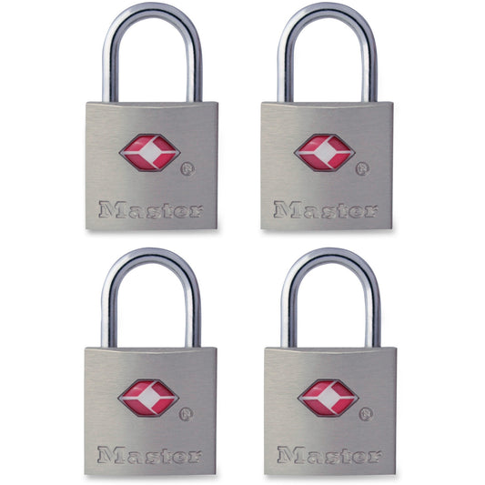 Master Lock 7/8in (22mm) Wide Solid Metal TSA-Accepted Luggage Lock; 4 Pack