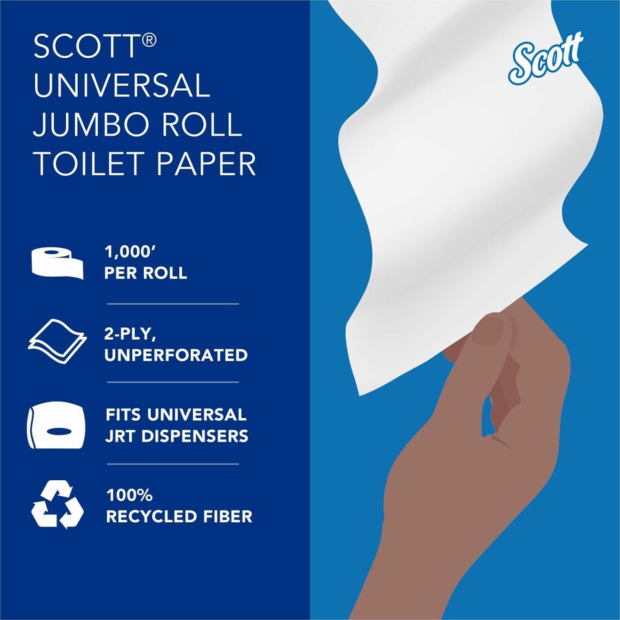 Scott 100% Recycled Fiber High-Capacity Jumbo Roll Toilet Paper - 67805