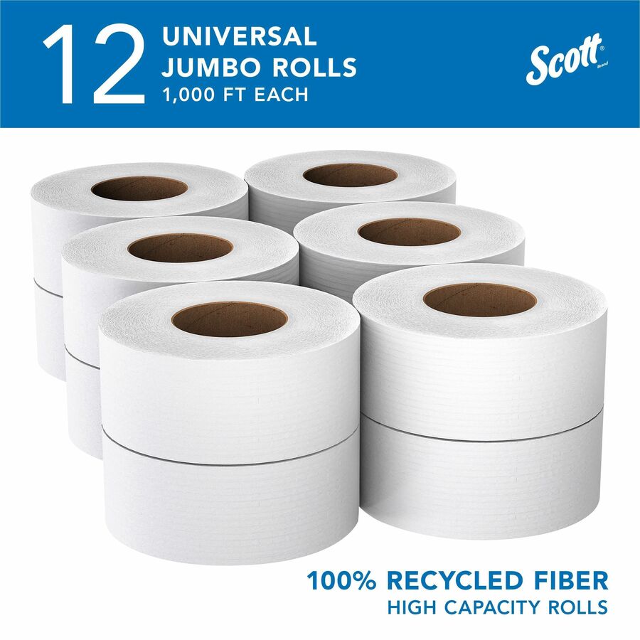 Scott 100% Recycled Fiber High-Capacity Jumbo Roll Toilet Paper - 67805