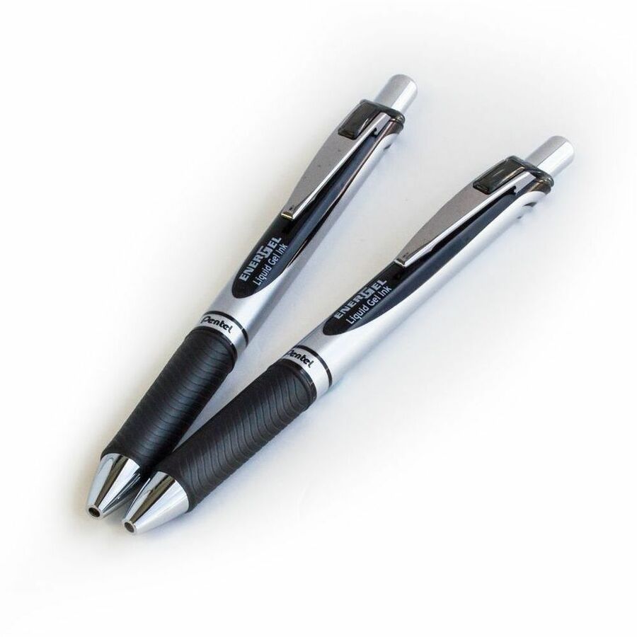 EnerGel Retractable Gel Roller, (0.7mm) Metal Tip, Black Ink, 2PC Pack - BL77BP2A