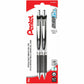 EnerGel Retractable Gel Roller, (0.7mm) Metal Tip, Black Ink, 2PC Pack