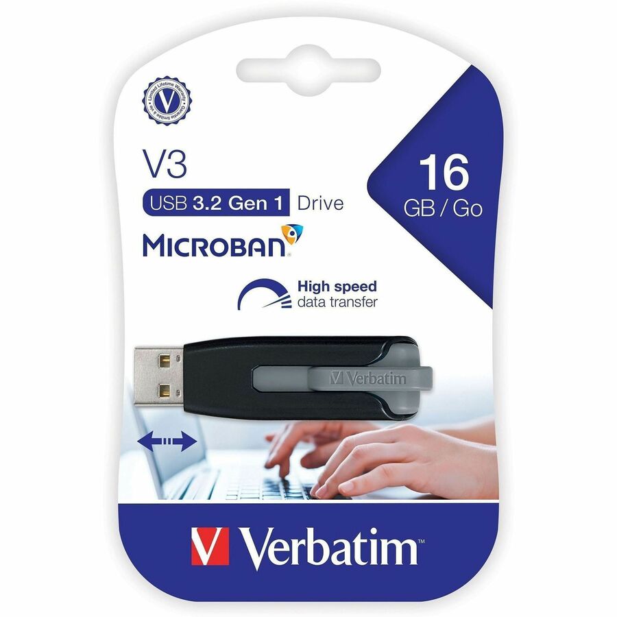 Verbatim 16GB Store 'n' Go V3 USB 3.0 Flash Drive - Gray - 49172