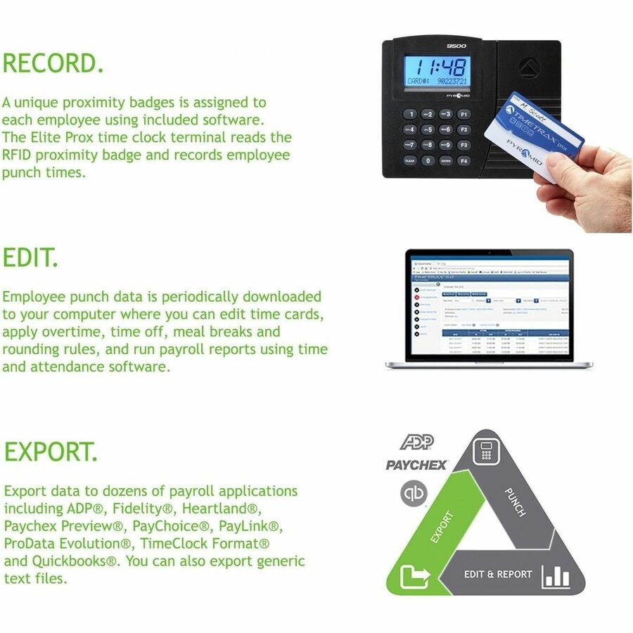 Pyramid Time Systems Timetrax Elite Prox Time Clock, Ethernet - TTPROXEK