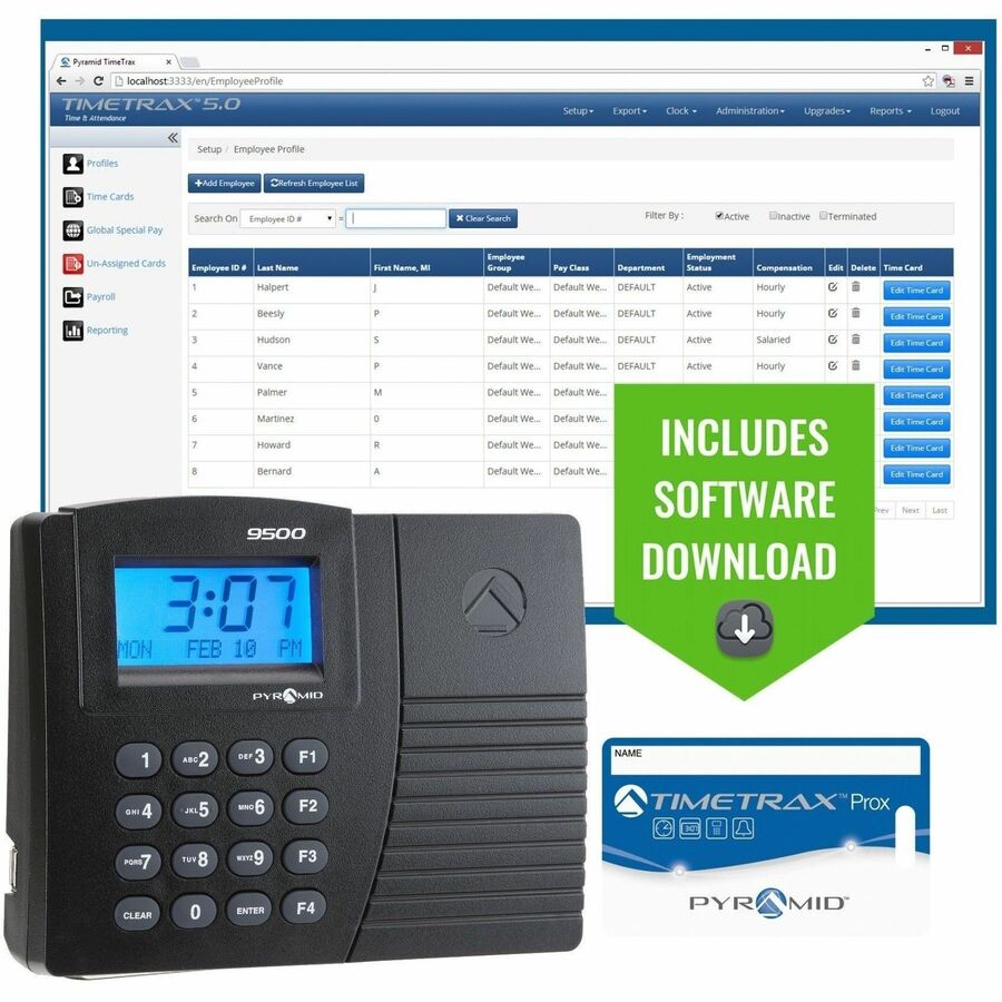 Pyramid Time Systems Timetrax Elite Prox Time Clock, Ethernet - TTPROXEK