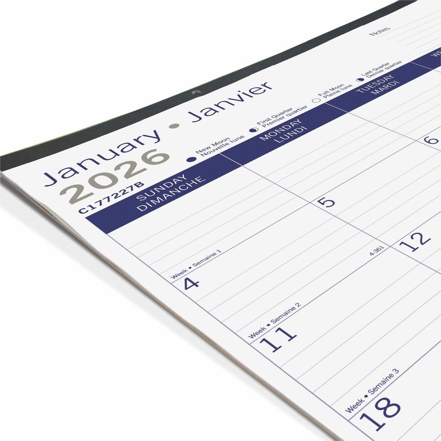 Blueline DuraGlobe Monthly Desk Pad Calendar, 22" x 17" , Bilingual - C177227B