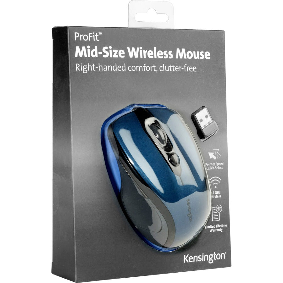 Kensington Pro Fit Mid-Size Wireless Mouse Saphire Blue - 72421