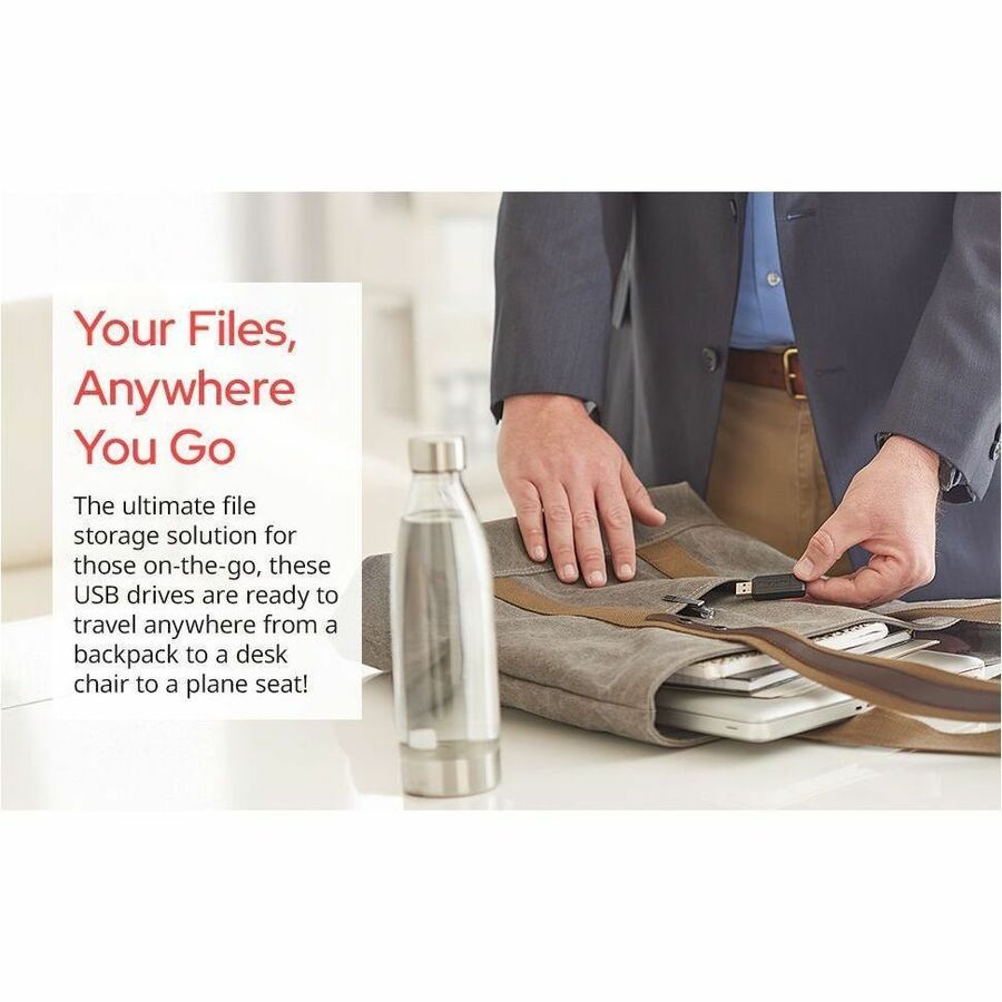 Verbatim 64GB Pinstripe USB Flash Drive - Black - 49065