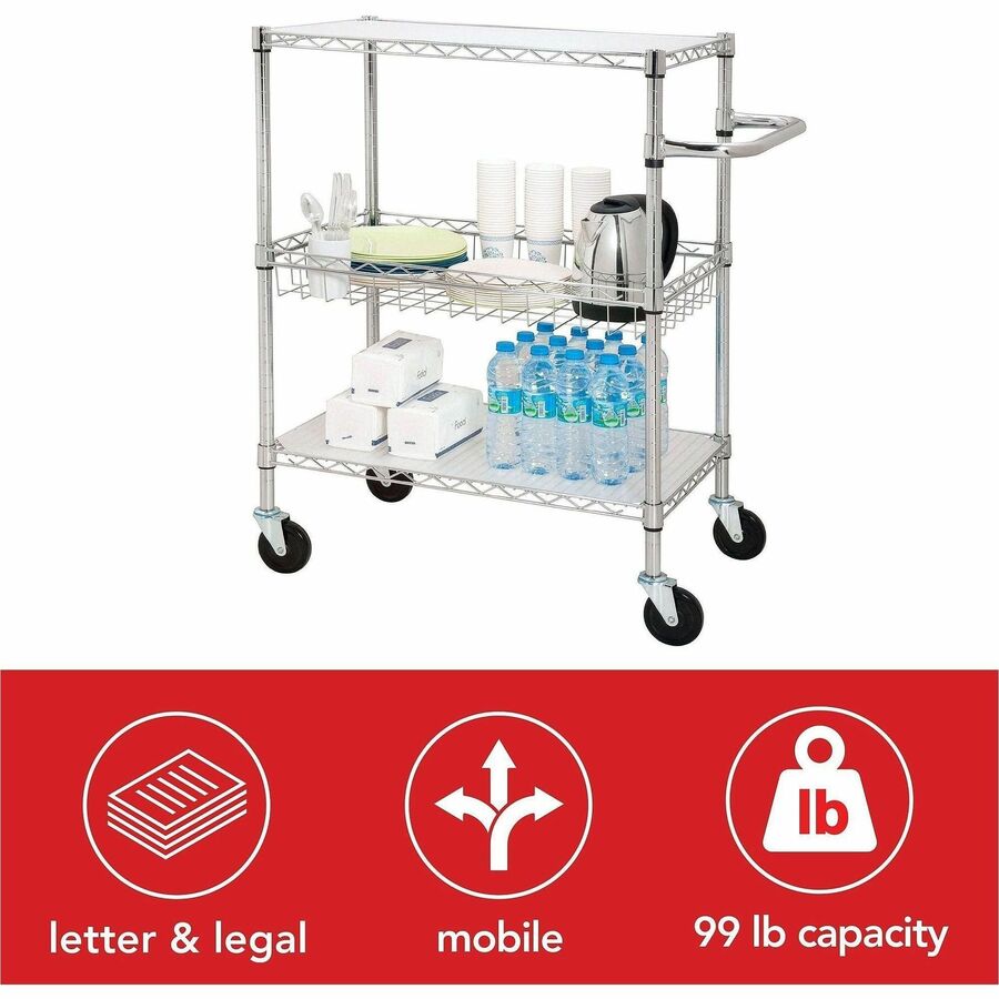 Lorell 3-Tier Rolling Cart - 84858