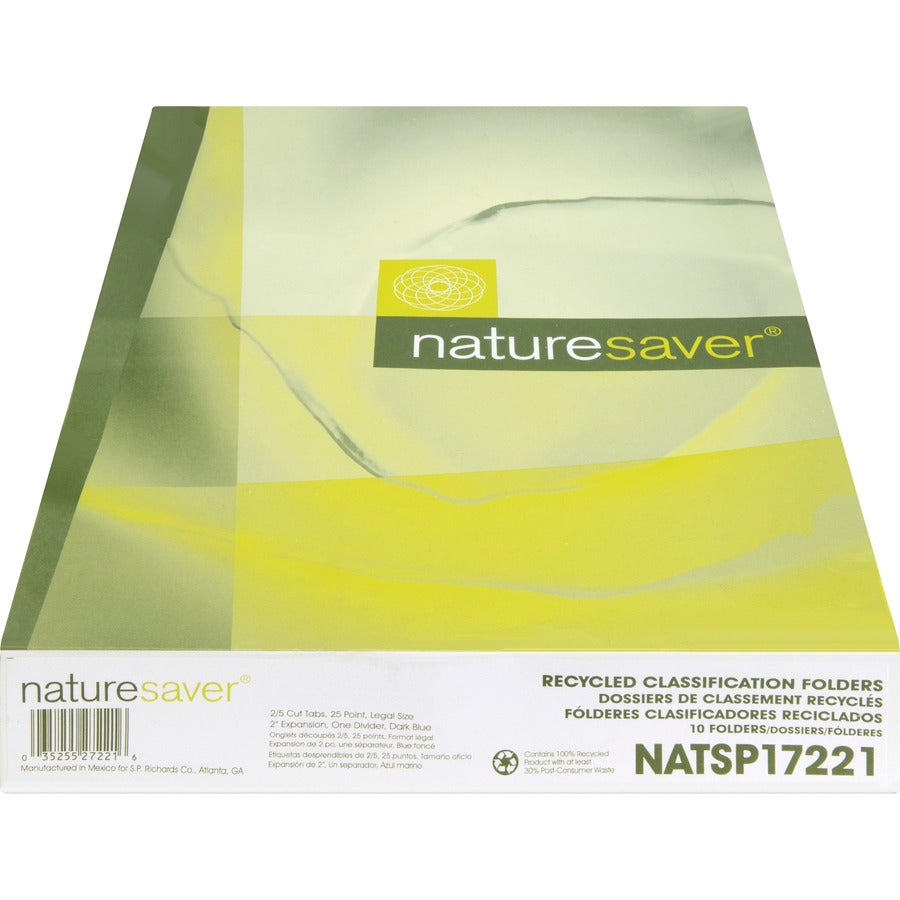 Nature Saver 2/5 Tab Cut Legal Recycled Classification Folder - SP17221