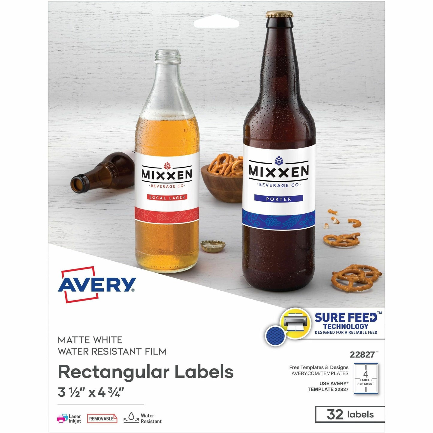 Avery&reg; Durable White Rectangle Film Labels 4-3/4" x 3-1/2" , Removable Adhesive, for Laser and Inkjet Printers