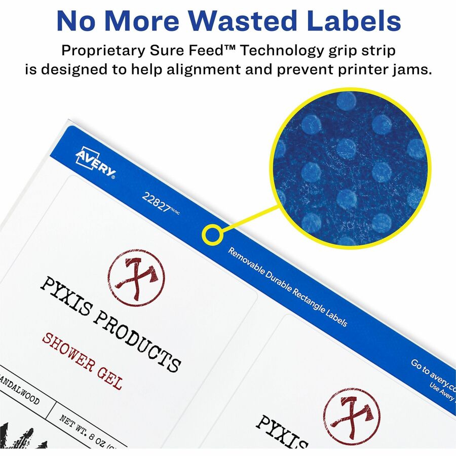 Avery&reg; Durable White Rectangle Film Labels 4-3/4" x 3-1/2" , Removable Adhesive, for Laser and Inkjet Printers - 22827