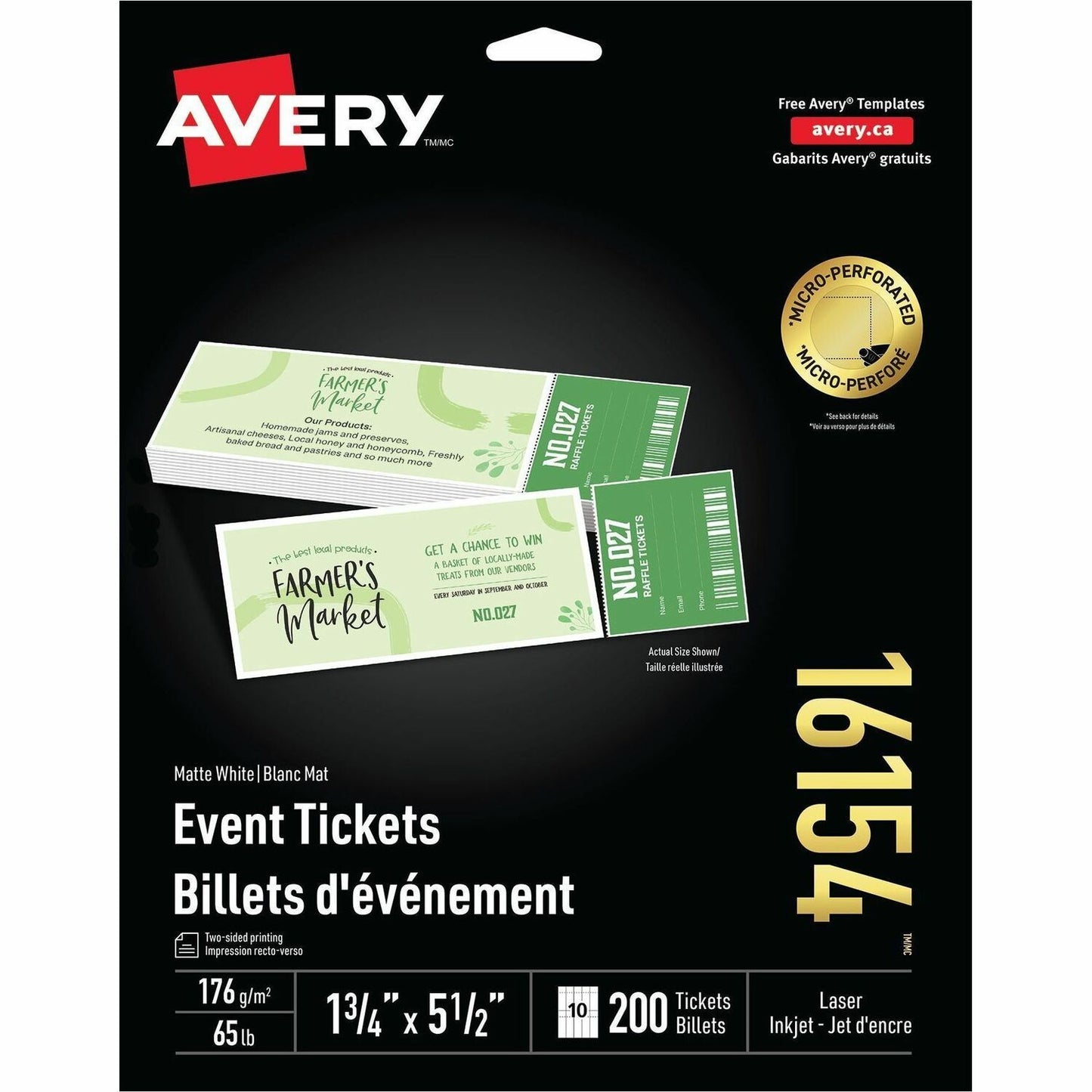 Avery Event Tickets with Tear-Away Stubs for Laser and Inkjet Printers, 1-3/4" x 5-1/2"