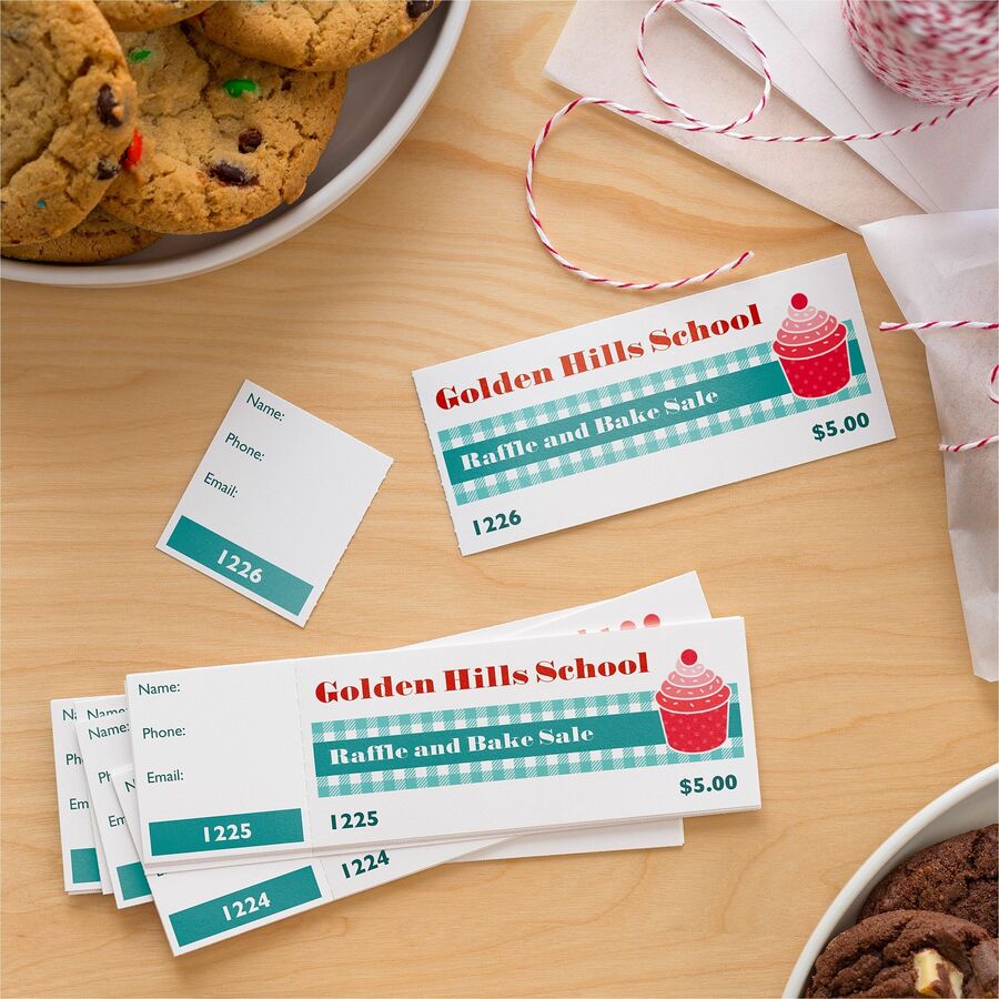 Avery&reg; Event Tickets with Tear-Away Stubsfor Laser and Inkjet Printers, 1-3/4" x 5-1/2" - 16154