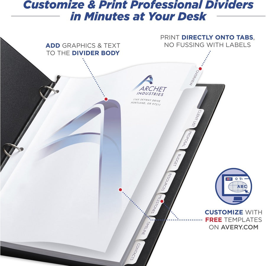 Avery&reg; Customizable Print-On Dividers - 11554