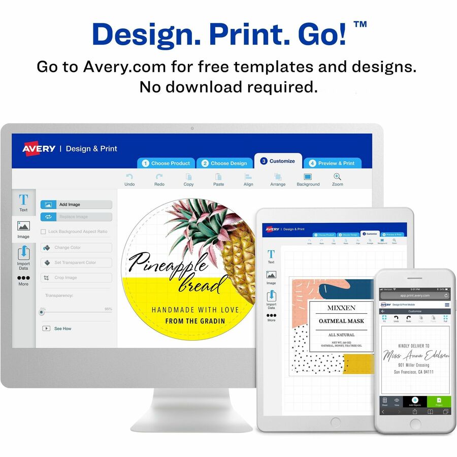 Avery&reg; Silver Foil Round Labels 2" Diameter, Permanent Adhesive, for Inkjet Printers - 22824