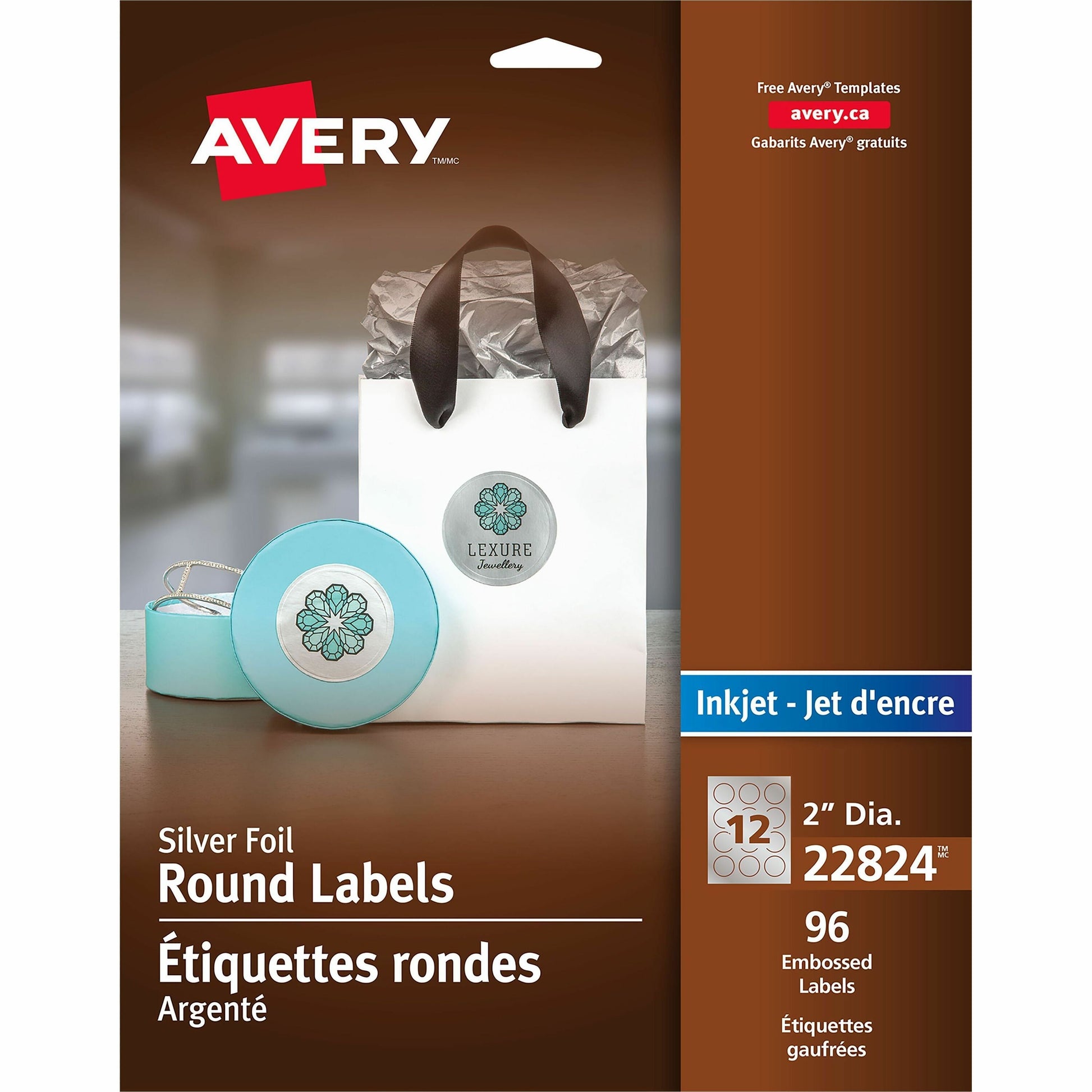 Silver Foil Round Labels 2" Diameter, Permanent Adhesive, for Inkjet Printers