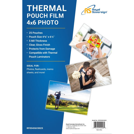 RF054X6C0025 Card Size (4" x 6") 5mil Thermal Laminating Pouch-25 Pack