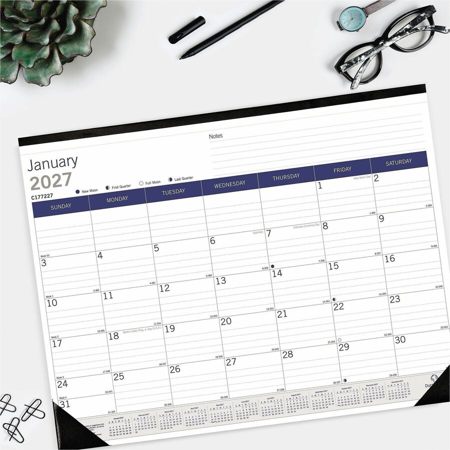 Blueline DuraGlobe Monthly Desk Pad Calendar, 22" x 17" , English - C177227