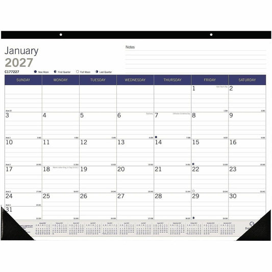 Blueline DuraGlobe Monthly Desk Pad Calendar, 22" x 17" , English