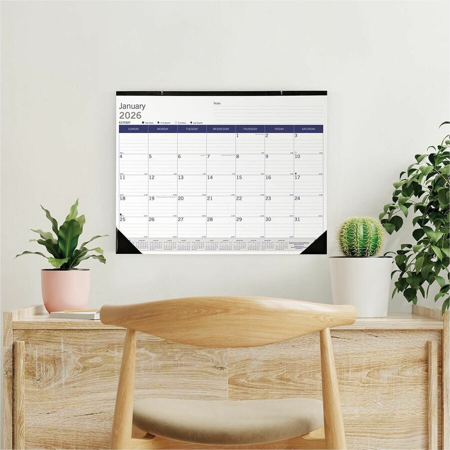 Blueline DuraGlobe Monthly Desk Pad Calendar, 22" x 17" , English - C177227