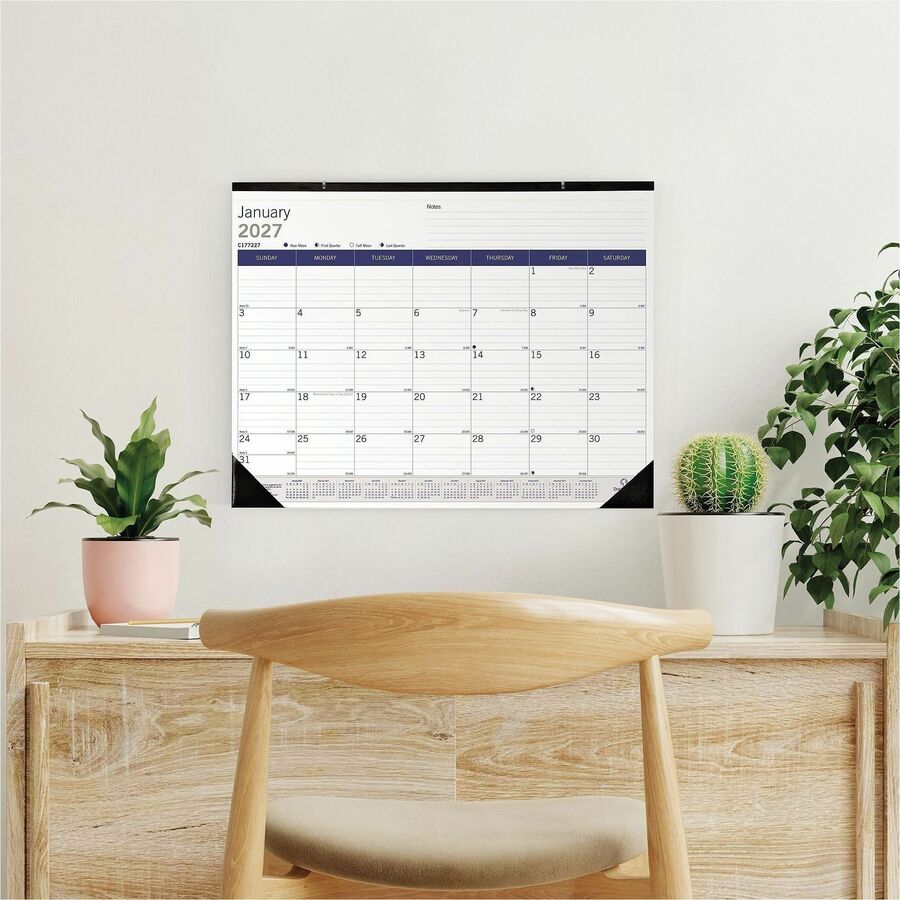 Blueline DuraGlobe Monthly Desk Pad Calendar, 22" x 17" , English - C177227