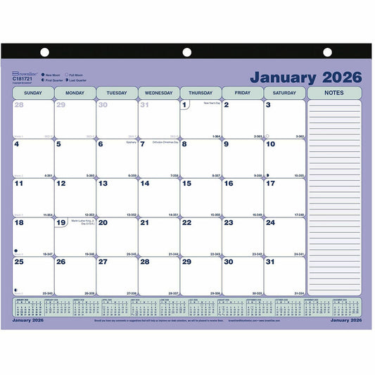 Brownline Monthly Desk Pad Calendar, 11" x 8-1/2" , English