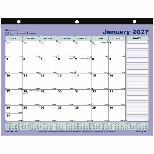 Brownline Monthly Desk Pad Calendar, 11" x 8-1/2" , English