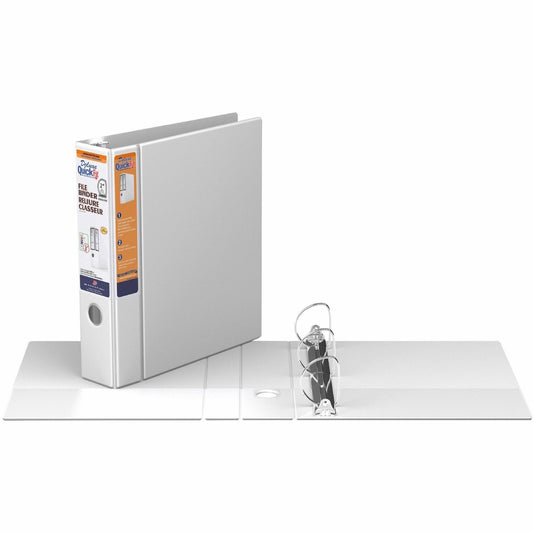 QuickFit Heavy-Duty 3-Ring File Binder, Locking D-Ring , View Binder, 2 Inch, White