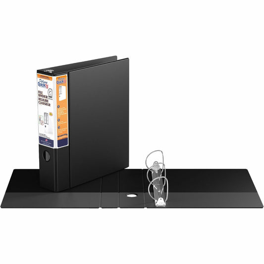 QuickFit Heavy-Duty 3-Ring File Binder, Locking D-Ring, View Binder, 2 Inch, Black