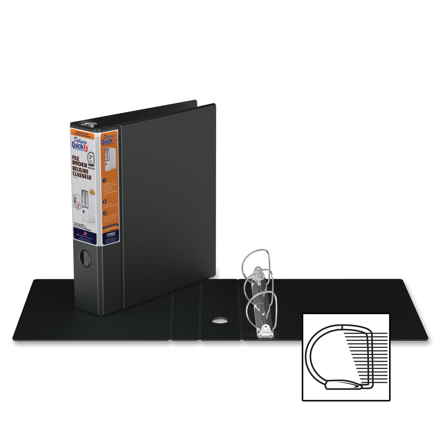 QuickFit Heavy-Duty 3-Ring File Binder, Locking D-Ring, View Binder, 2 Inch, Black - 28031