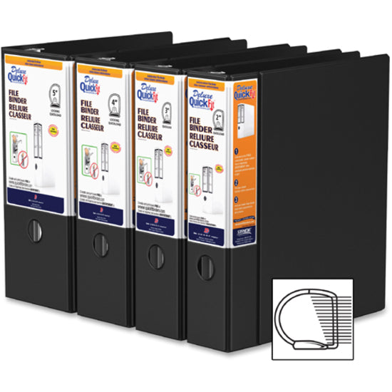 QuickFit Heavy-Duty 3-Ring File Binder, Locking D-Ring, View Binder, 3 Inch, Black - 28051