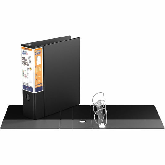 QuickFit Heavy-Duty 3-Ring File Binder, Locking D-Ring, View Binder, 3 Inch, Black