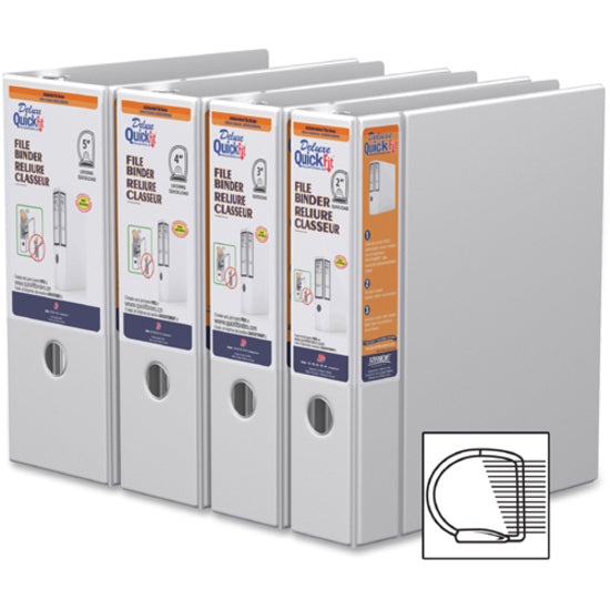 QuickFit Heavy-Duty 3-Ring File Binder, Locking D-Ring, View Binder, 4 Inch, White - 28060