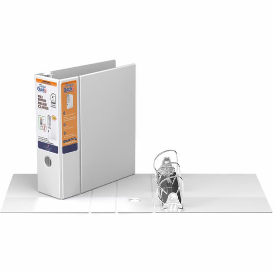 QuickFit Heavy-Duty 3-Ring File Binder, Locking D-Ring, View Binder, 4 Inch, White
