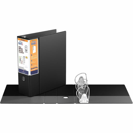 QuickFit Heavy-Duty 3-Ring File Binder, Locking D-Ring , View Binder, 4 Inch, Black