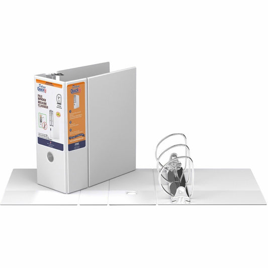 QuickFit Heavy-Duty 3-Ring File Binder, Locking D-Ring, View Binder, 5 Inch, White
