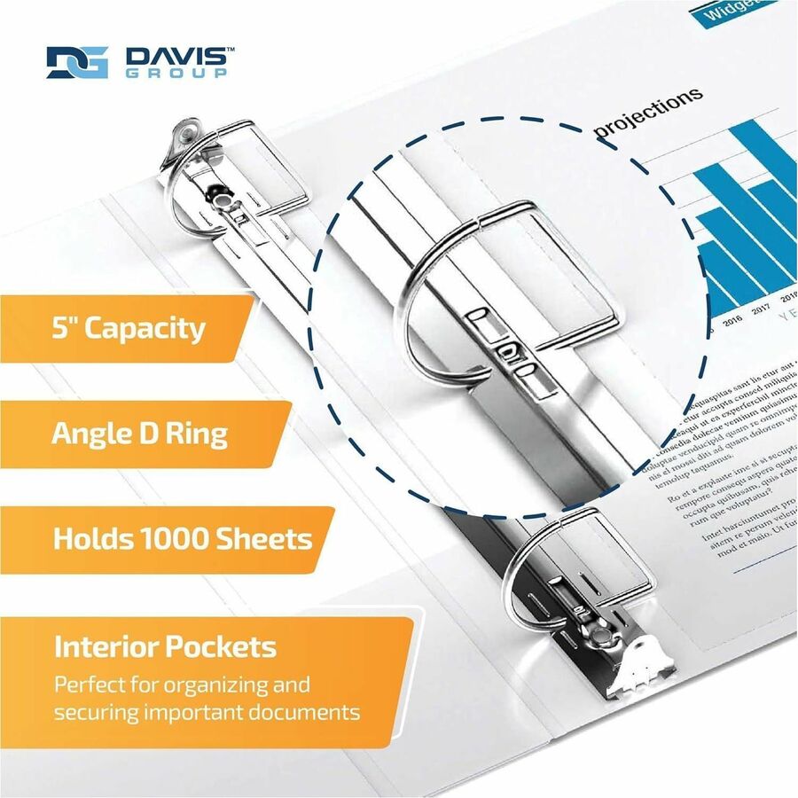 QuickFit Heavy-Duty 3-Ring File Binder, Locking D-Ring, View Binder, 5 Inch, White - 28070