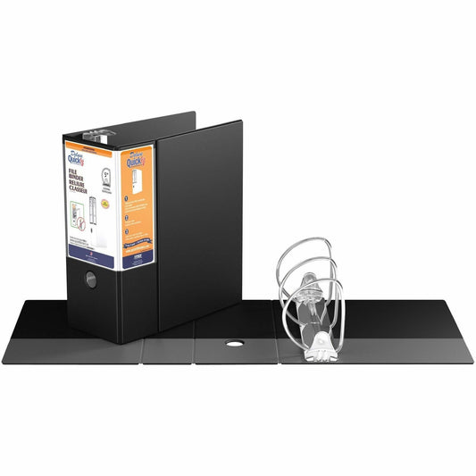 QuickFit Heavy-Duty 3-Ring File Binder, Locking D-Ring, View Binder, 5 Inch, Black