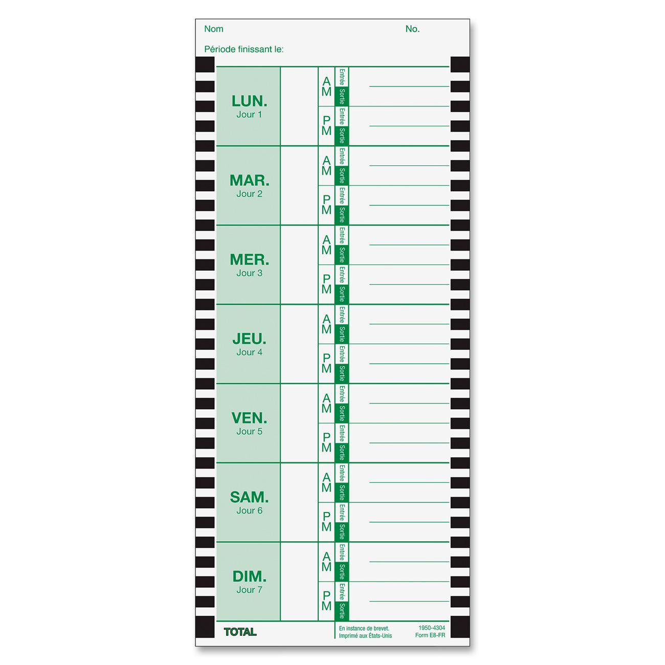 B. E8 Thermal Time Card - French