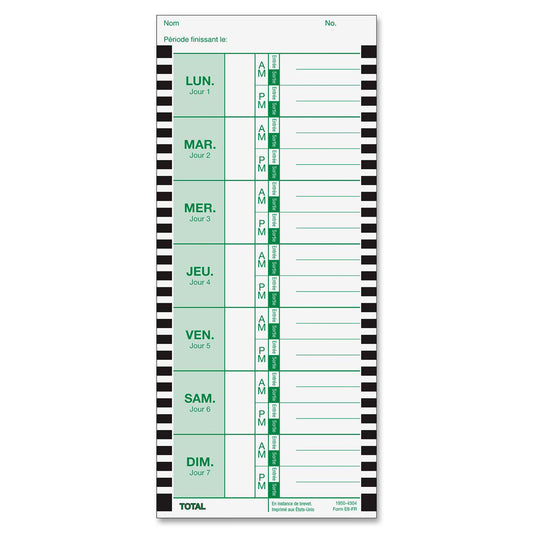 B. E8 Thermal Time Card - French