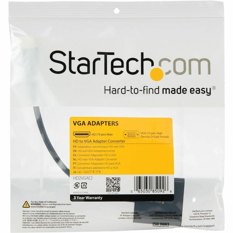 StarTech.com HDMI to VGA Adapter - 1080p - 1920 x 1080 - Black - HDMI Converter - VGA to HDMI Monitor Adapter - HD2VGAE2