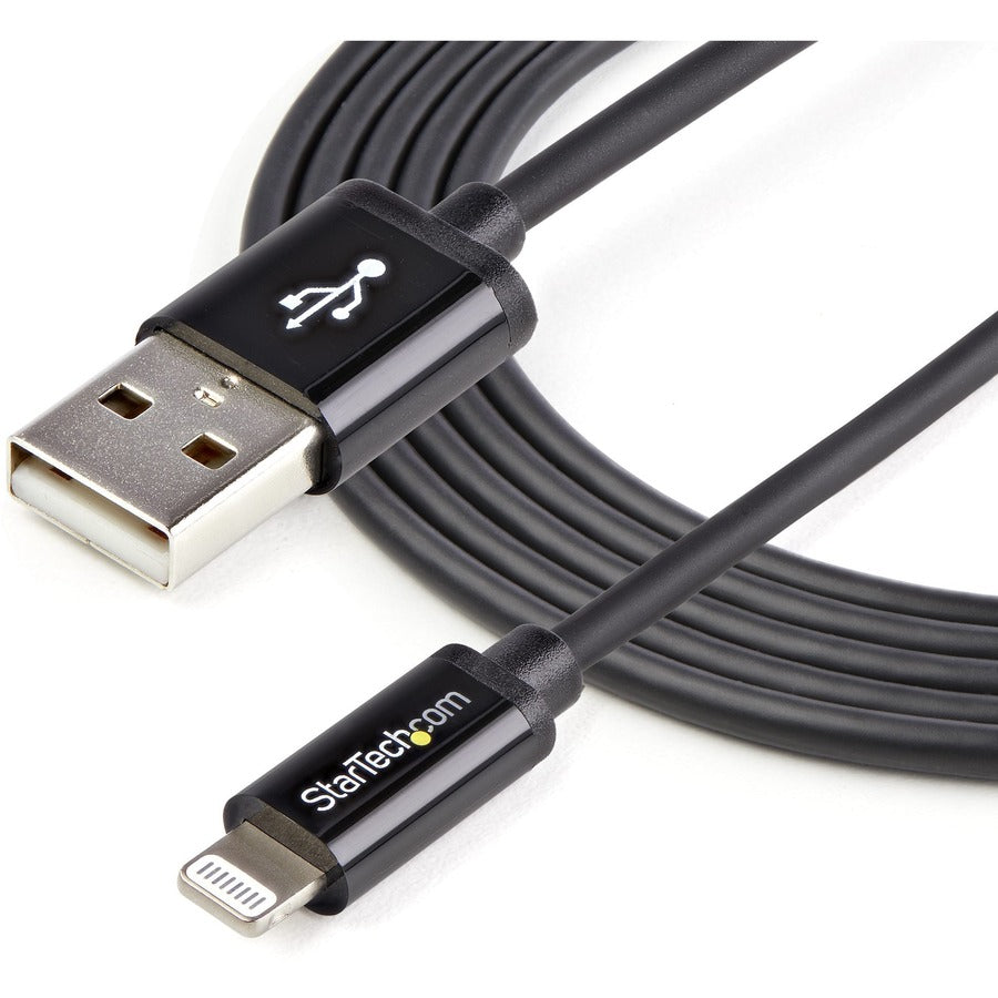 StarTech.com 2m (6ft) Long Black AppleÂ&reg; 8-pin Lightning Connector to USB Cable for iPhone / iPod / iPad - USBLT2MB