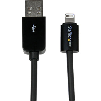 StarTech.com 2m (6ft) Long Black AppleÂ&reg; 8-pin Lightning Connector to USB Cable for iPhone / iPod / iPad - USBLT2MB