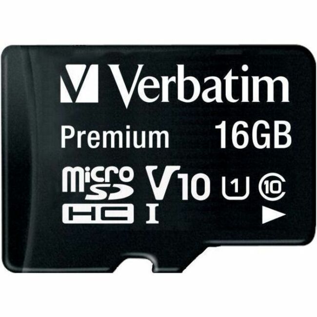 Verbatim 16GB Premium microSDHC Memory Card with Adapter, UHS-I V10 U1 Class 10