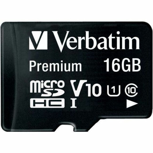 Verbatim 16GB Premium microSDHC Memory Card with Adapter, UHS-I V10 U1 Class 10