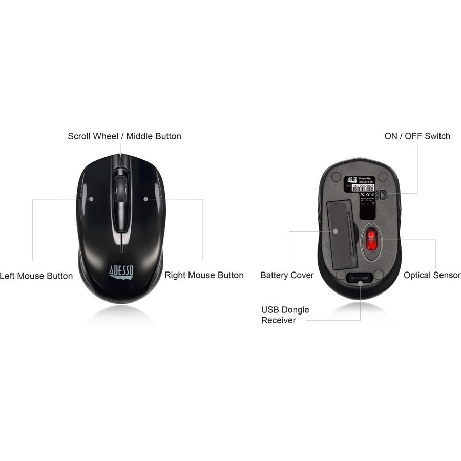 Adesso Wireless Ergonomic Keyboard and Laser Mouse - WKB-1500GB