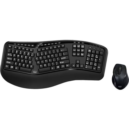 Adesso Wireless Ergonomic Keyboard and Laser Mouse