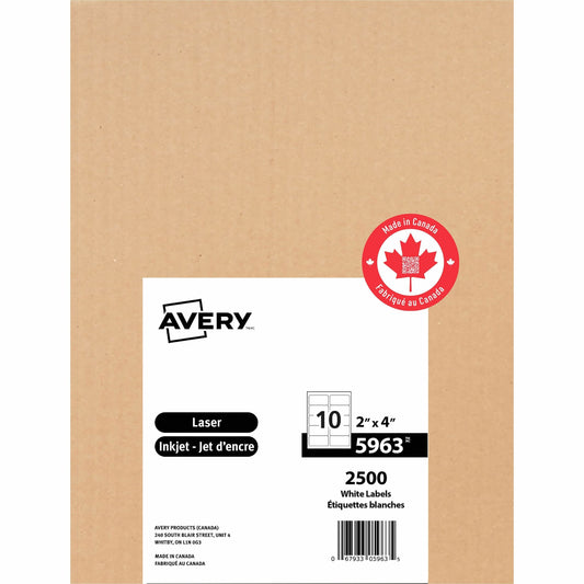 White Rectangle Labels with Sure Feed™ Technology TrueBlock&reg;, 2" x 4" , Permanent Adhesive, for Laser and Inkjet Printers
